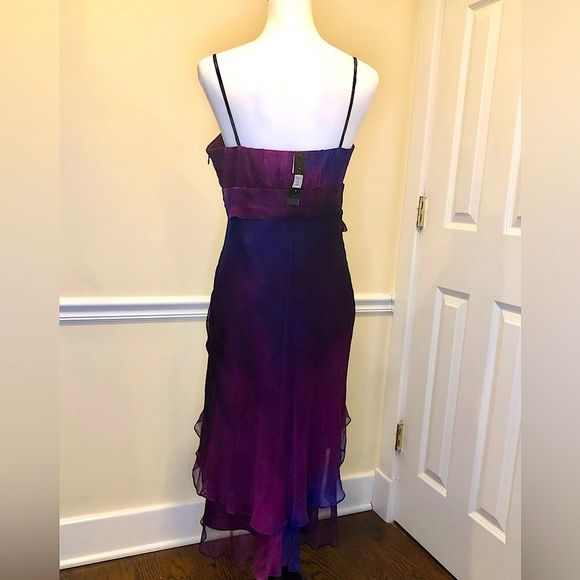 LAUNDRY SHELLI SEGAL Purple Silk Dress With Gentle Darting & Layers Sz 10 NWT - Picture 3 of 13